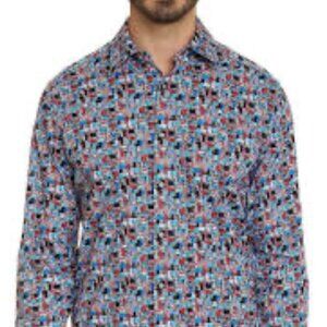 Robert Graham Francesco Flip Cuff Button-Up Men's Classic Shirt Size Medium